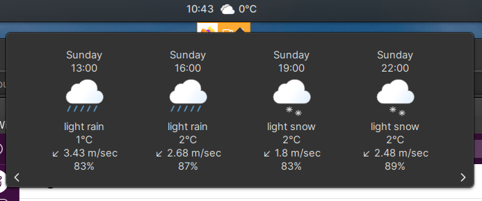 Weather Applet Dark Theme